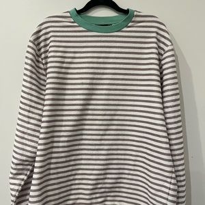 ASOS Striped French Terry Long Sleeve Tee - White & Lavender - Sz Medium